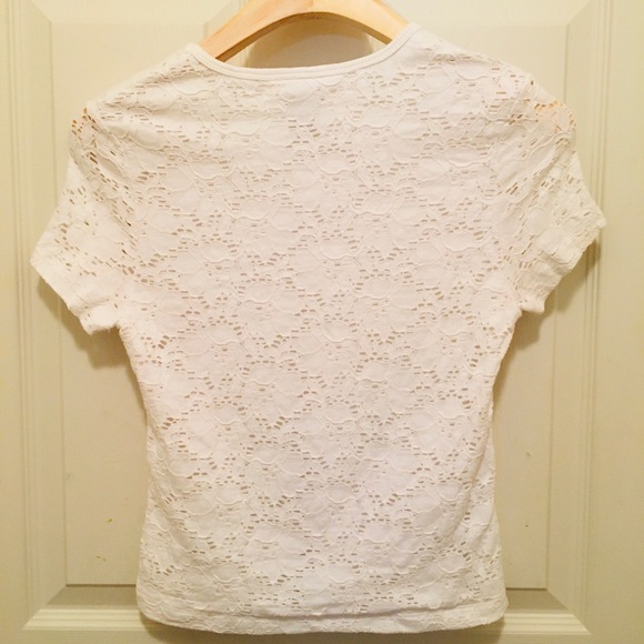 CC Couture White Eyelet Lace Shirt S Petite Small - Picture 7 of 14